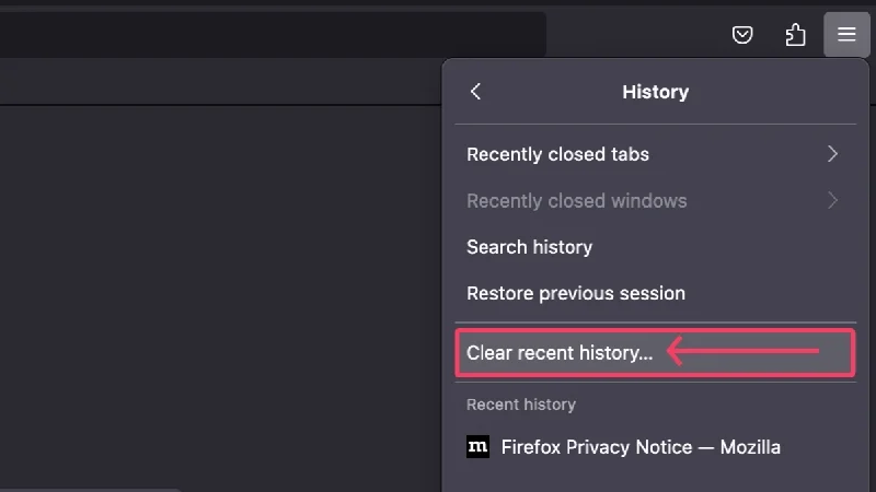 clear recent history in firefox