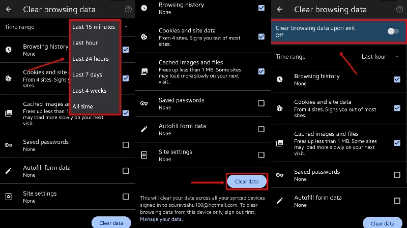 delete search history in edge on mobile