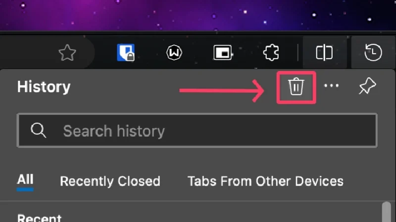 delete multiple histories in edge