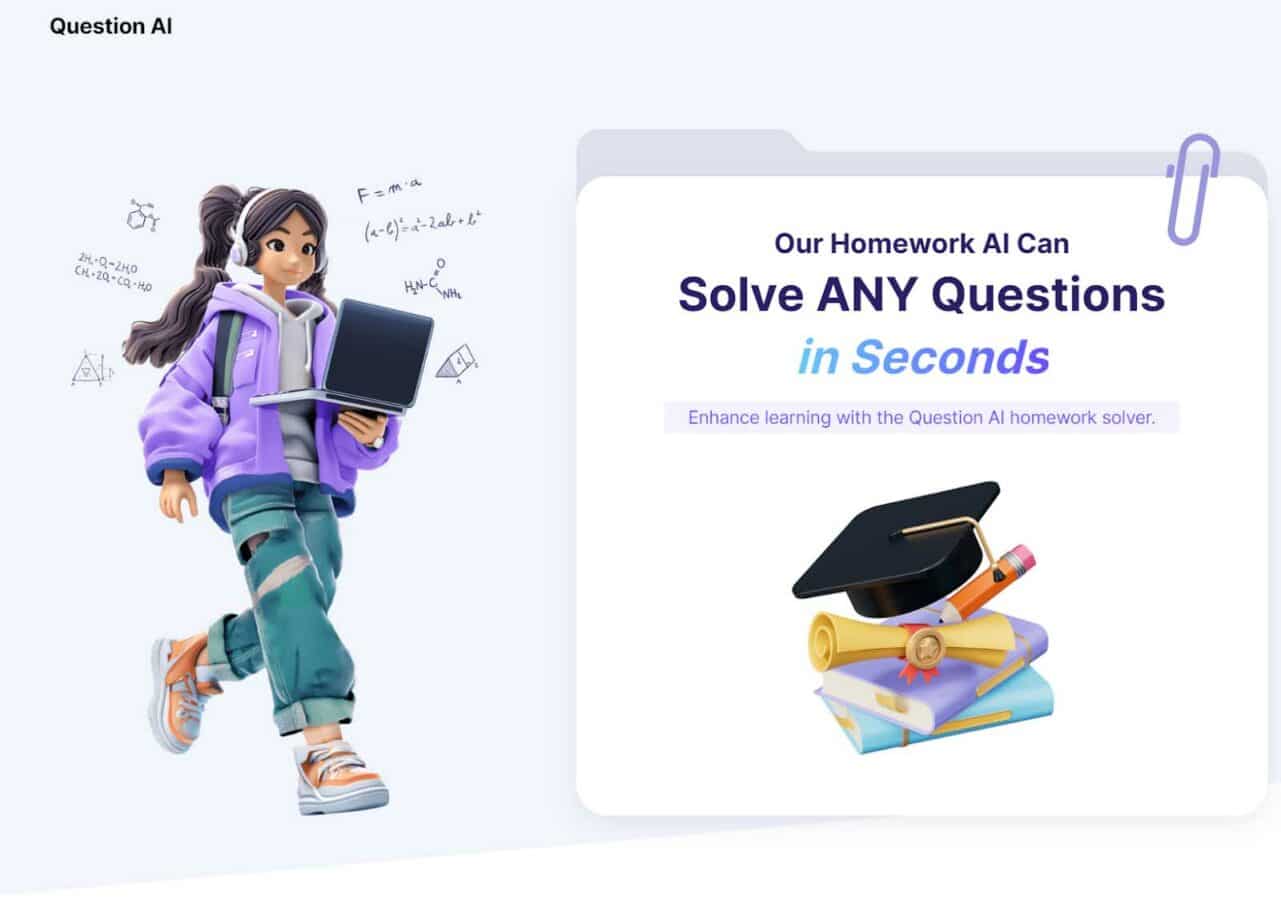 Questionai image of girl on laptop illustration