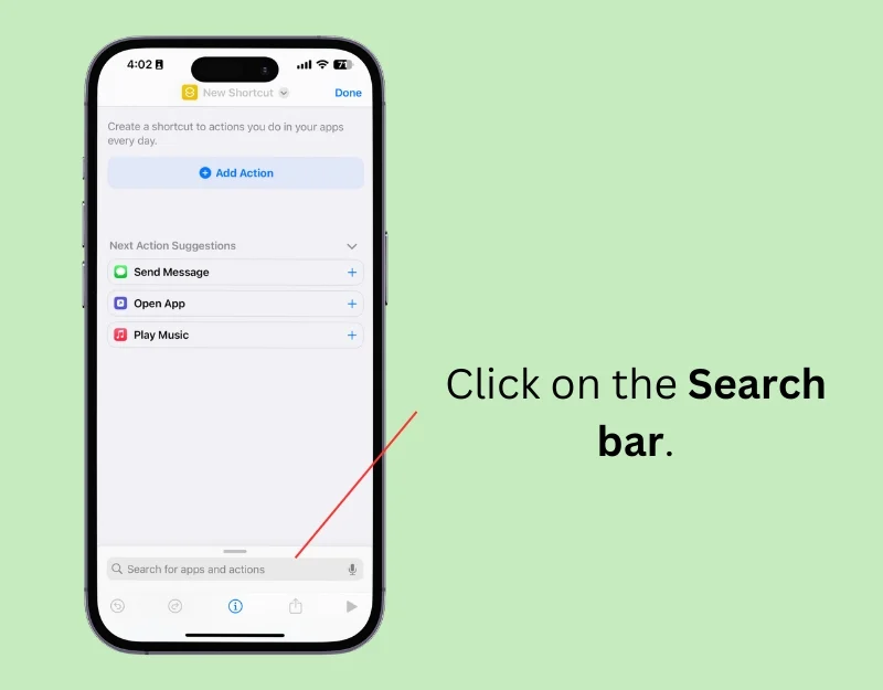 search bar for shortcuts