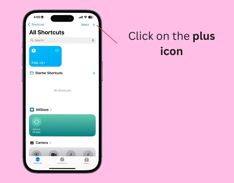 click on the plus icon