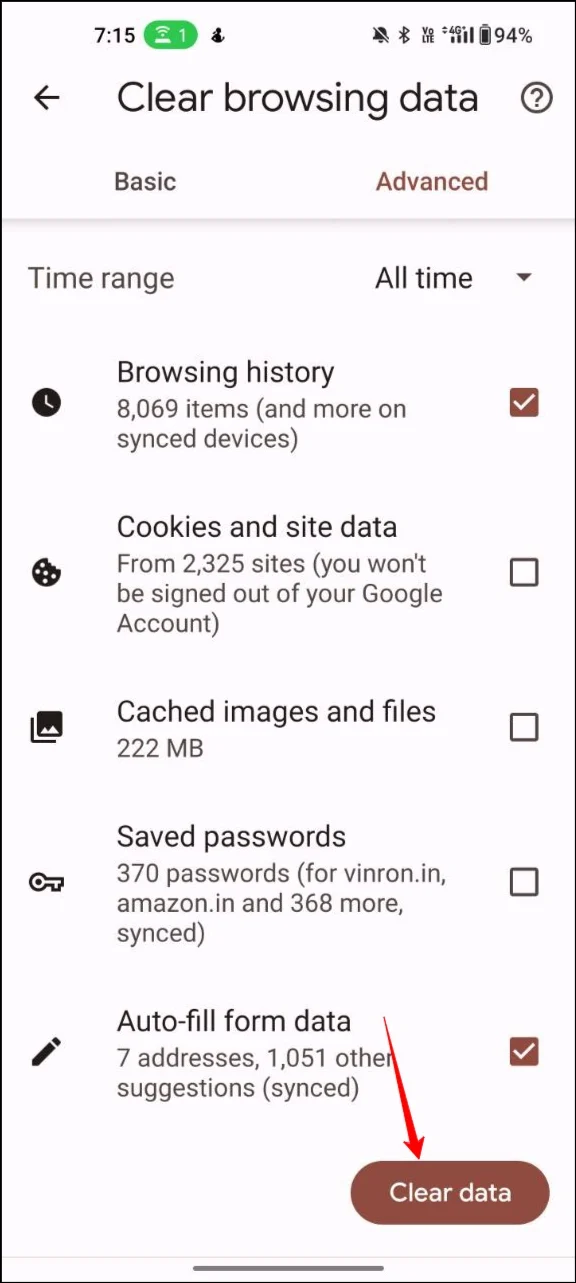 google chrome clear browsing cache