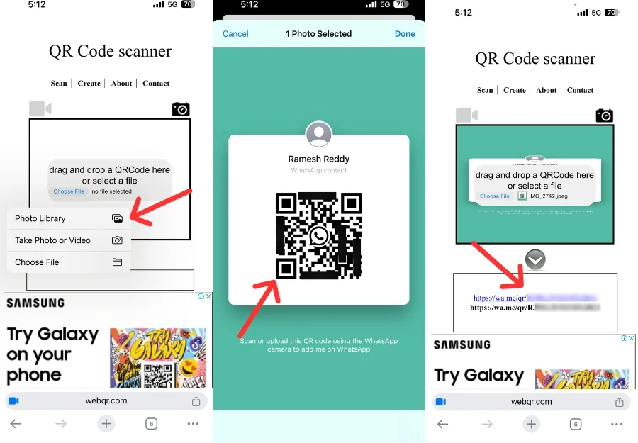 converting whatsapp qr code into link