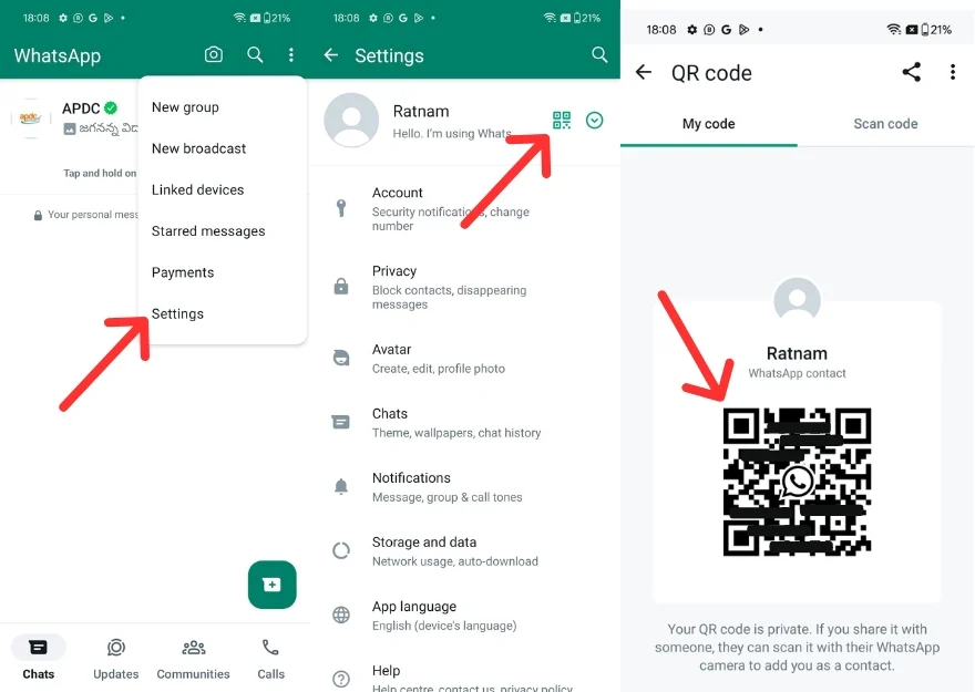 generting whatsapp qr code on android