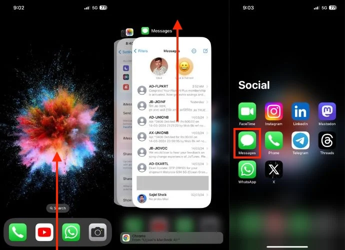 force restart the imessage app