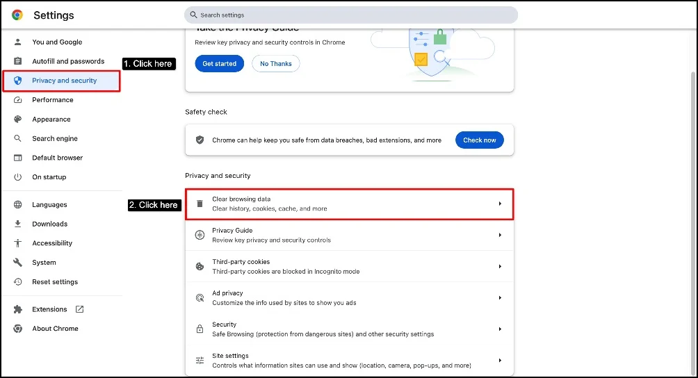 google chrome privacy and security settings