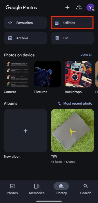 library tab in google photos.