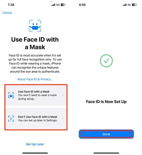 use face id with a mask