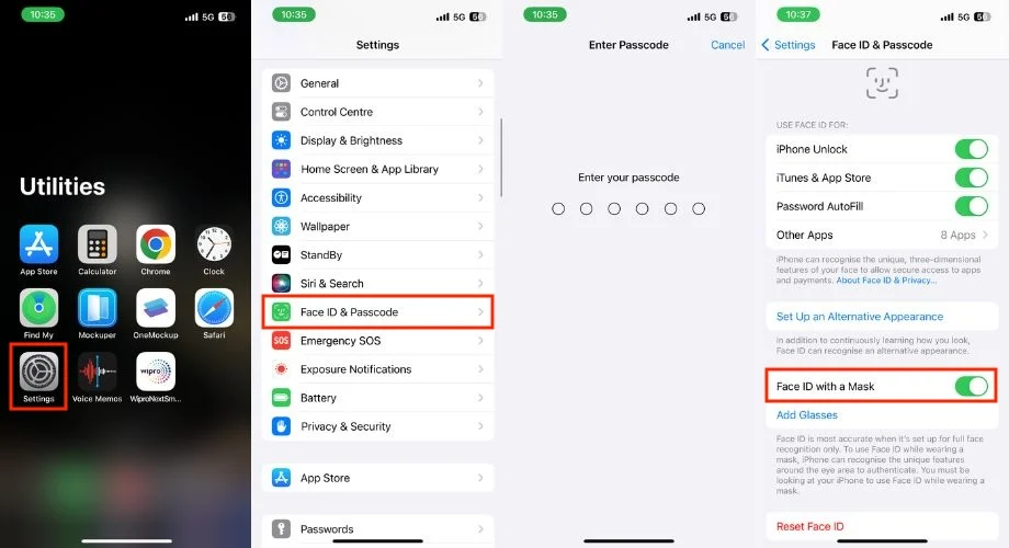 disable face id with a mask