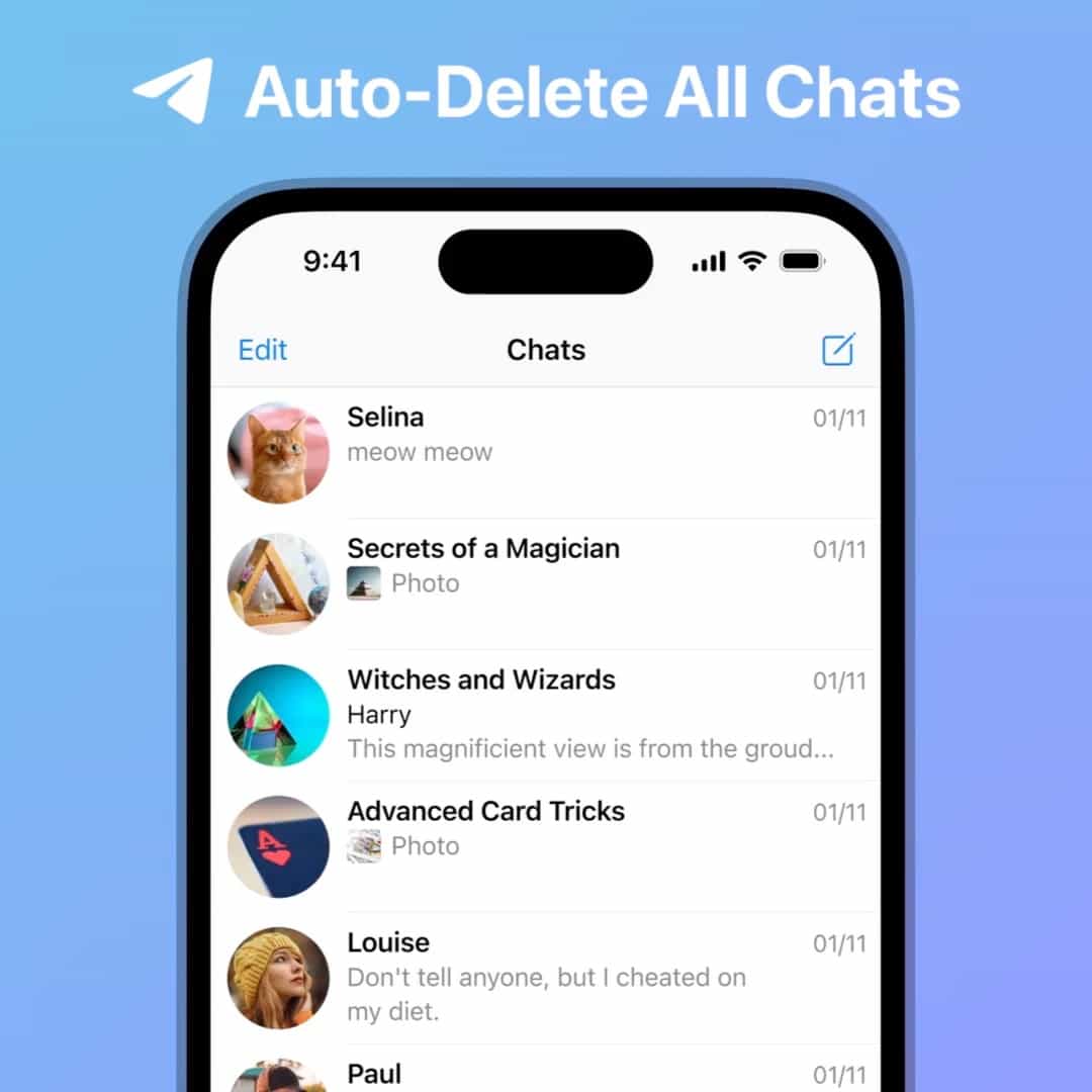 Vous pouvez supprimer automatiquement les discussions sur Telegram