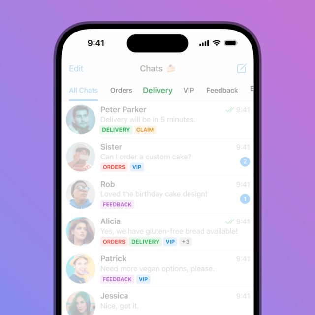 Telegram Business: etichete pentru grupuri