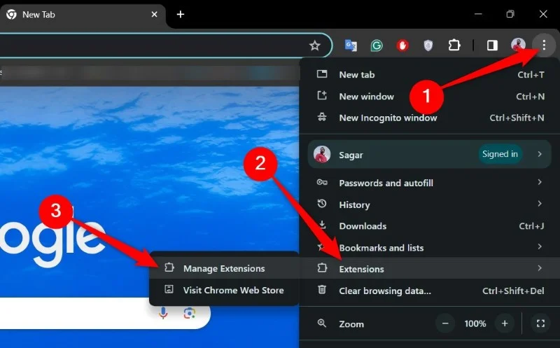 manage extensions google chrome