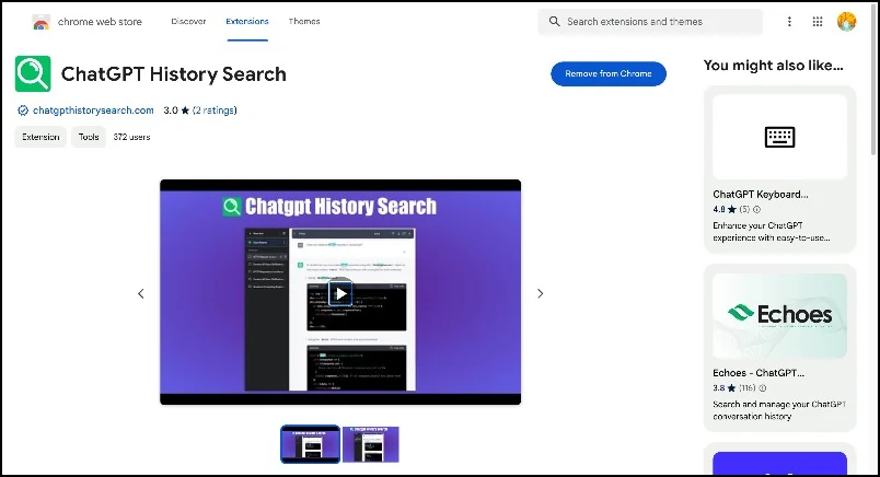 chatgpt history search application