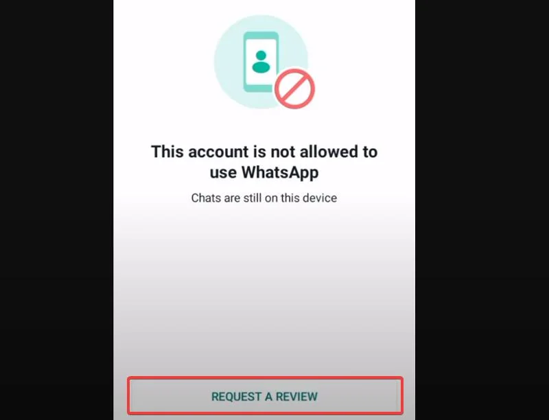 request a review to unblock whatsapp account