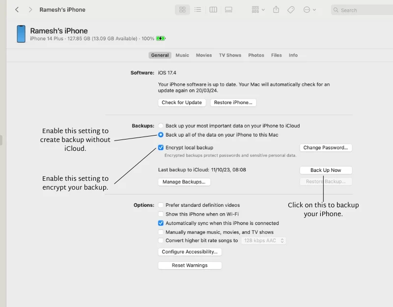 backup iphone data