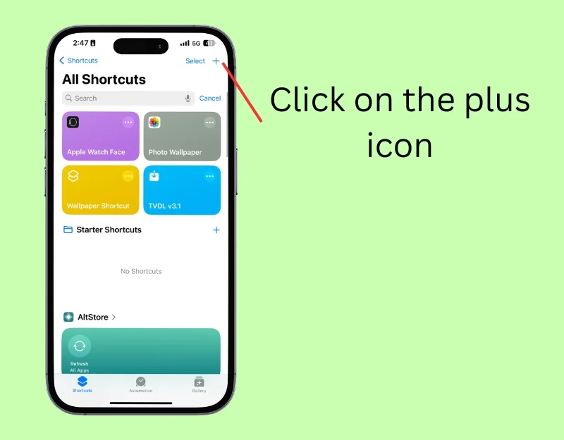 create new shortcut