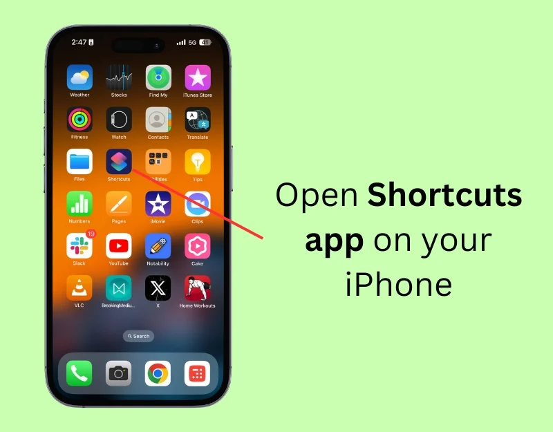 open shortcuts app on iphone