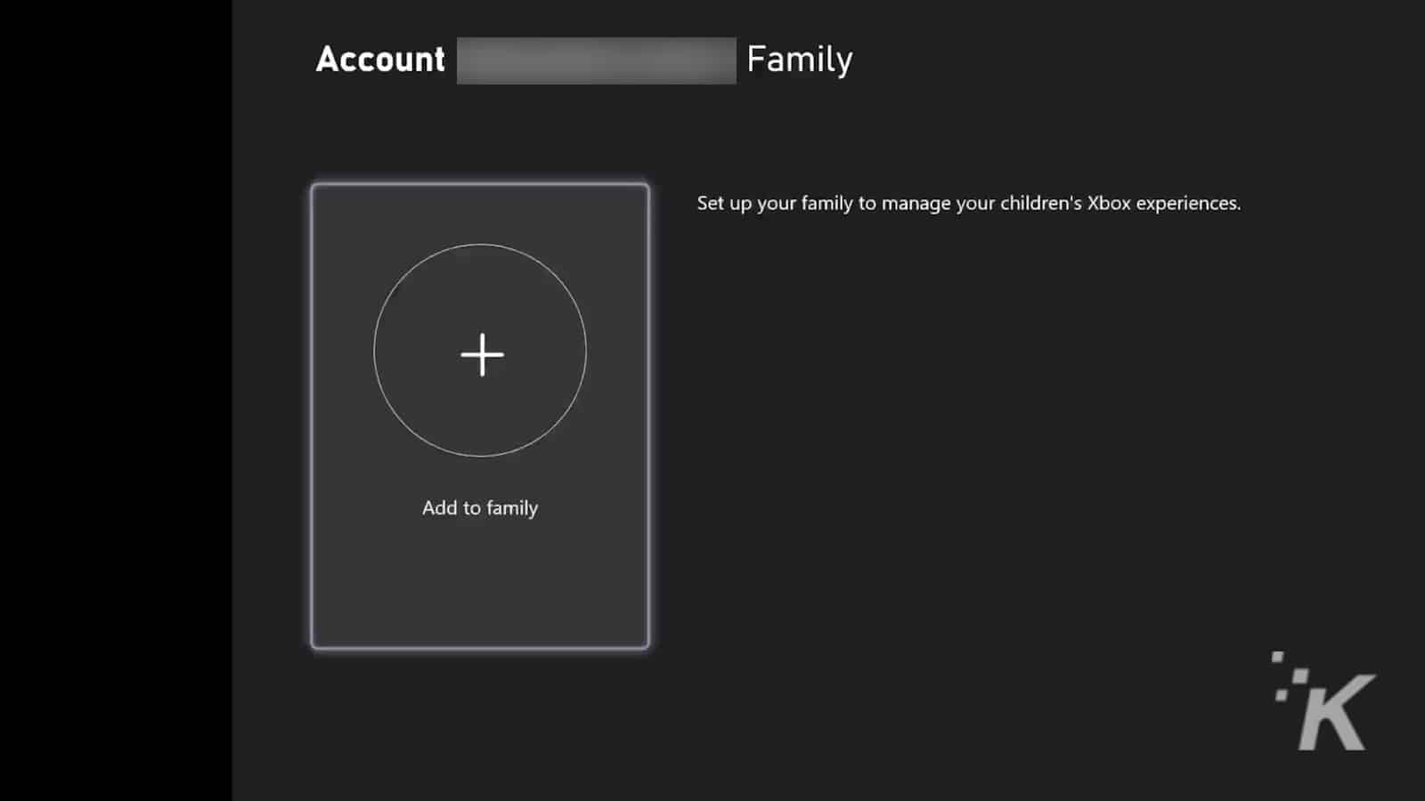 Add to family xbox settings