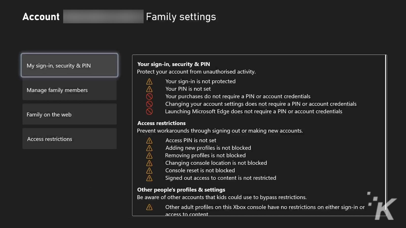 Family settings sign in xbox settings