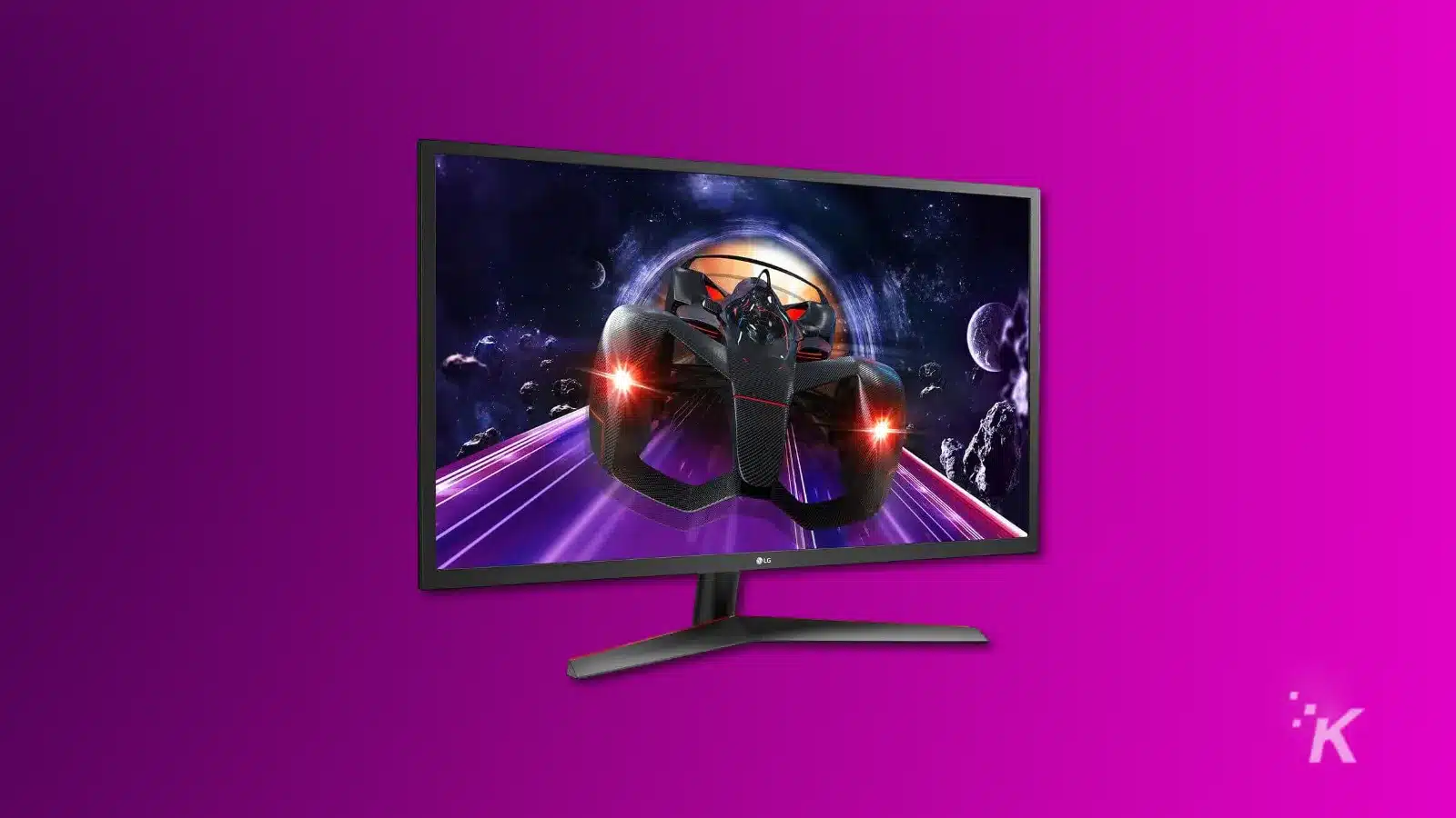 rendu d'un moniteur LG sur fond violet