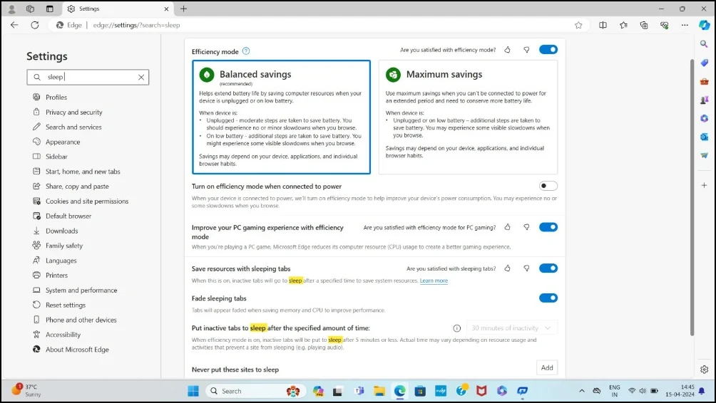 microsoft edge sleeping tabs feature