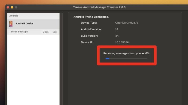 receiving messages from android phone