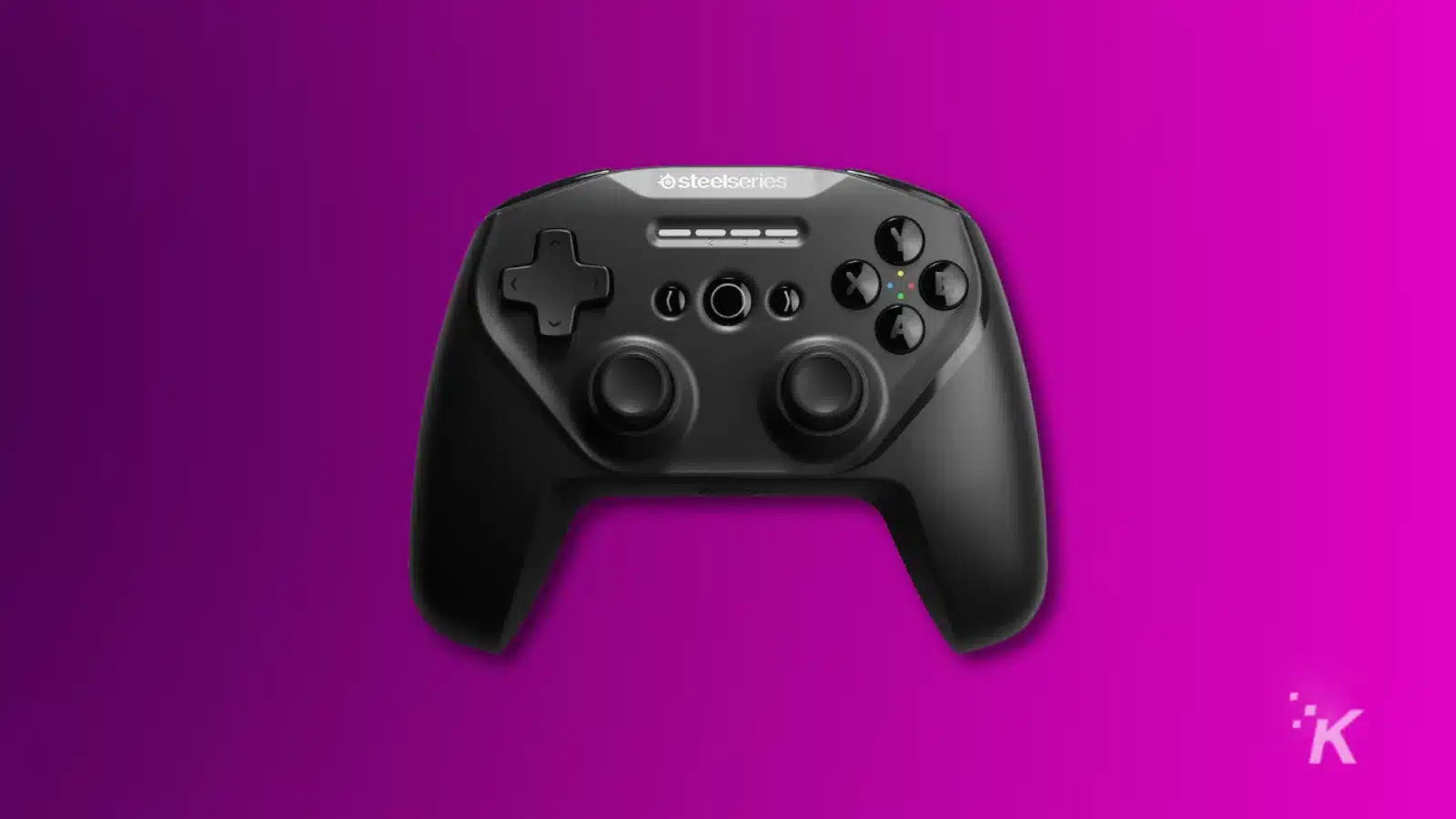 renderização do controlador de jogos steelseries em um fundo roxo