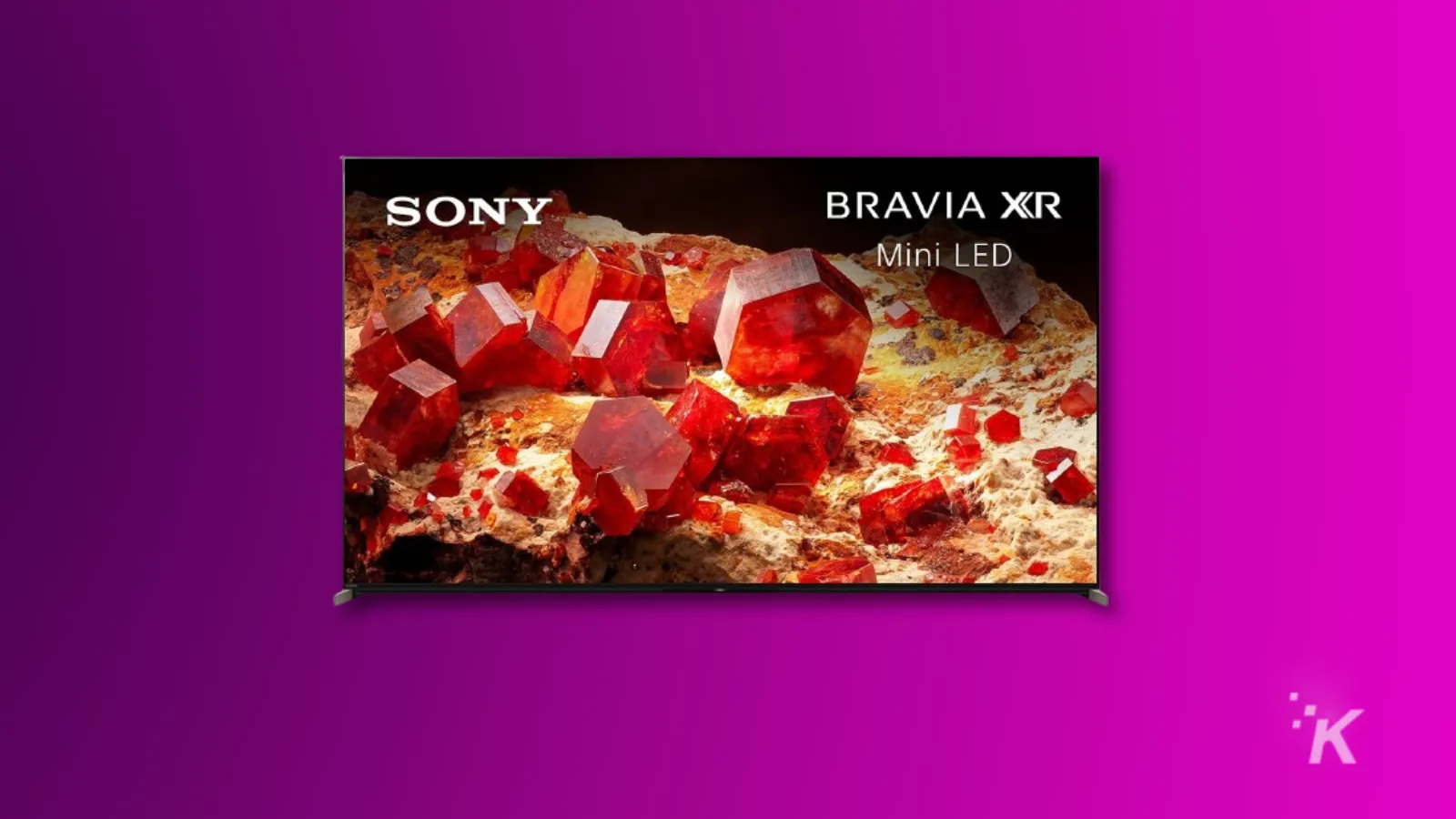 Sony Bravia XR Mini TV LED em um fundo roxo