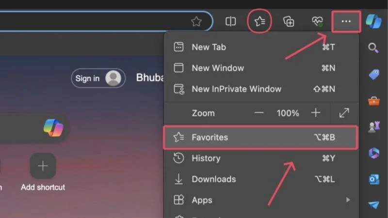 microsoft edge favorites