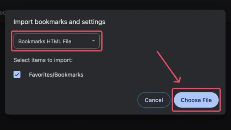 import bookmarks html file to chrome