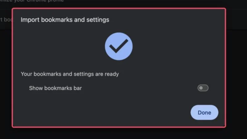 bookmarks imported successfully to chrome