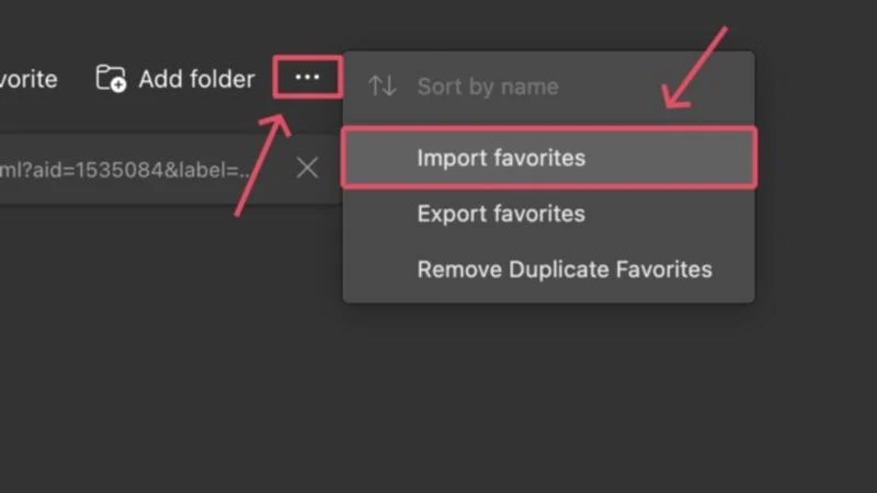 import favorites in edge