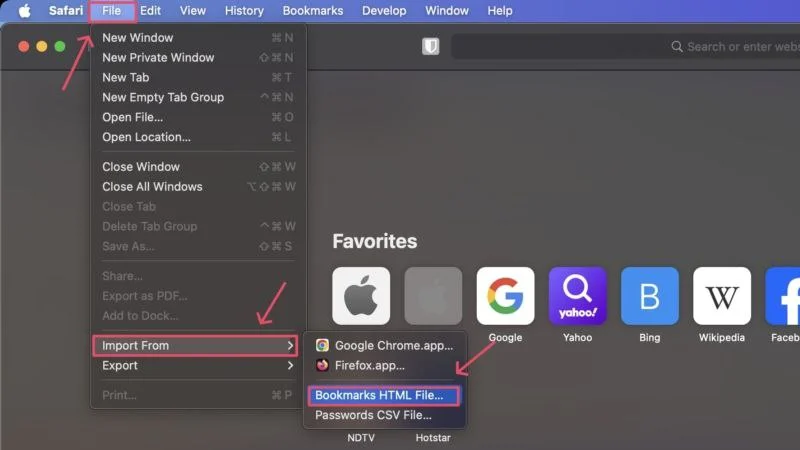 import bookmarks to safari
