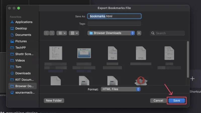 save opera export file