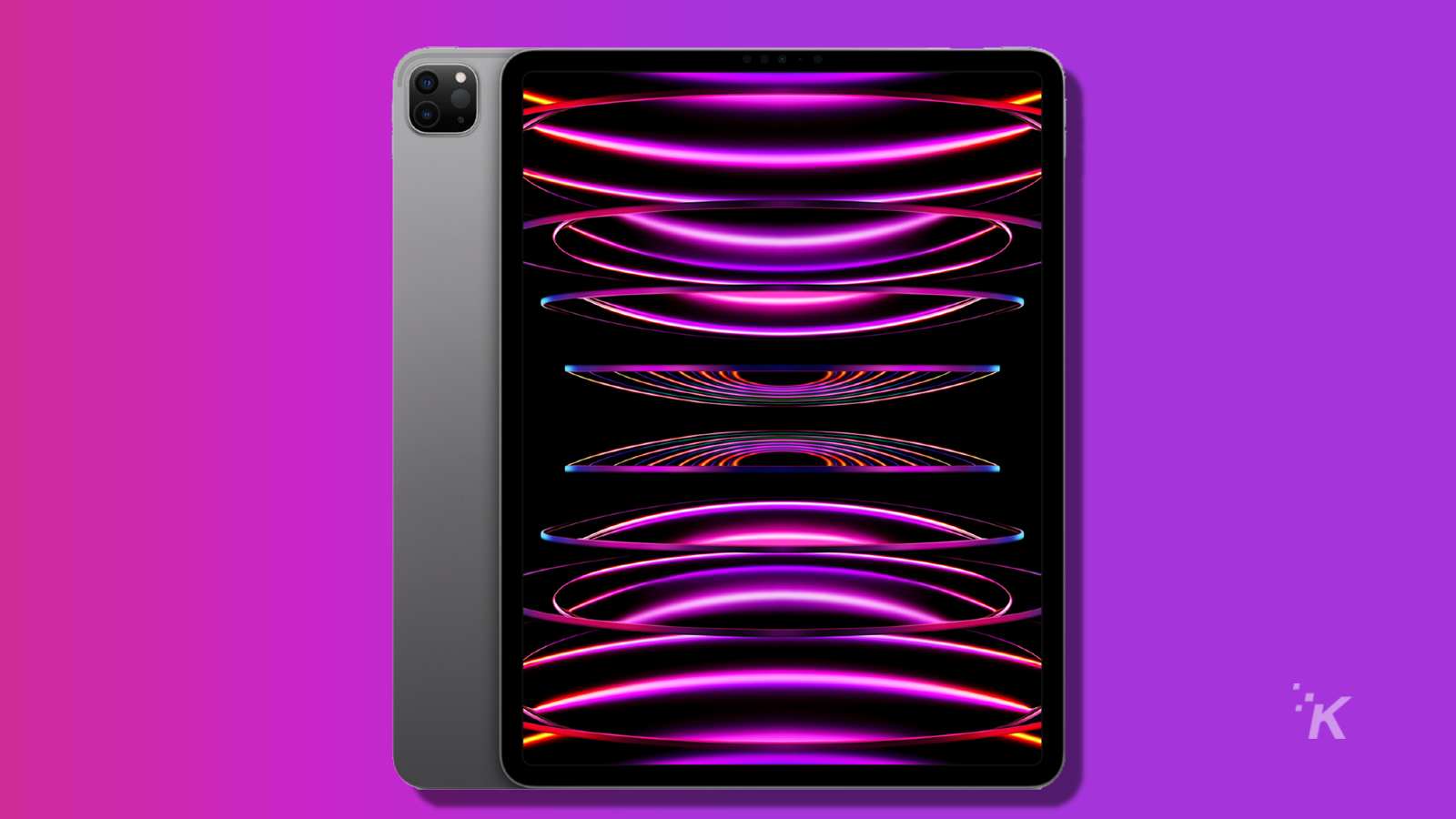 ipad pro 13 บนพื้นหลังสีม่วง