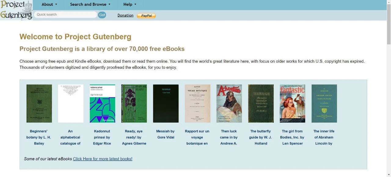 project gutenberg ebook website