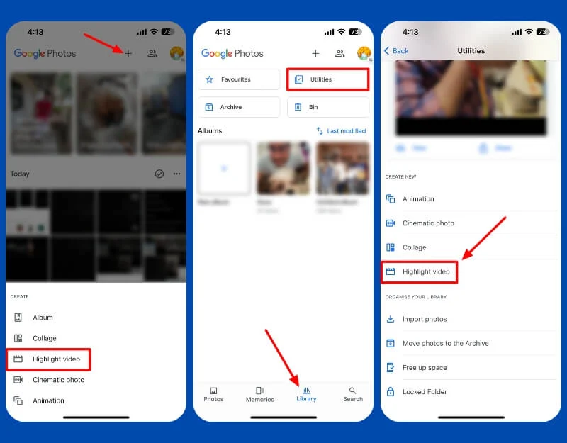access highlight video feature on ios