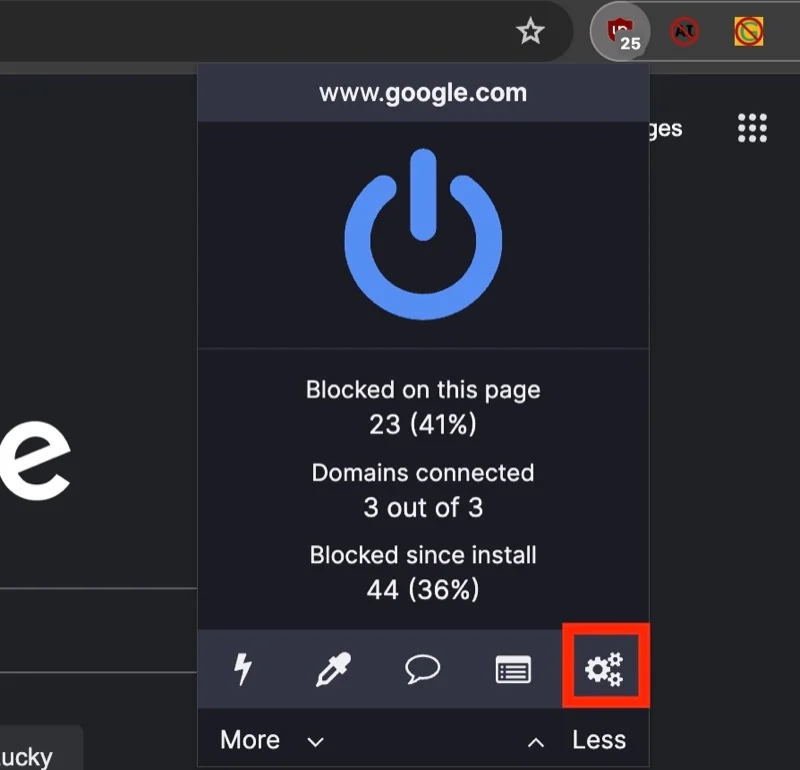 accessing ublock origin's dashboard in chrome on mac.