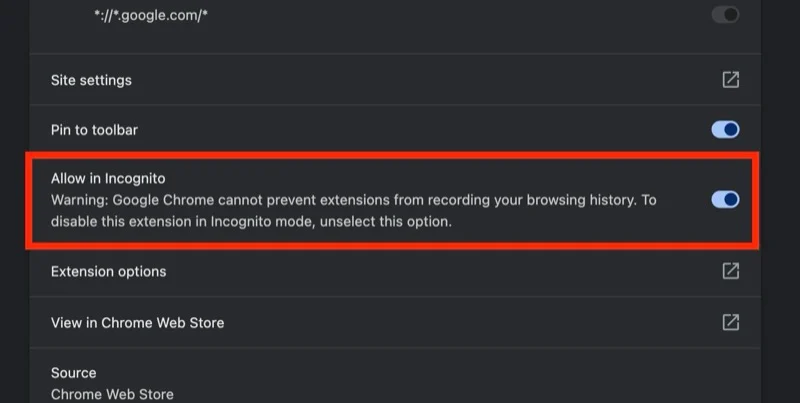 making bye bye, google ai extension work in incognito mode.