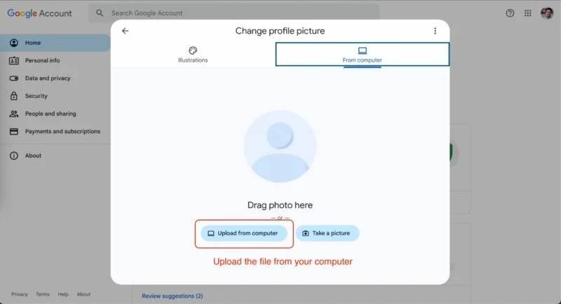 upload the file from computer
