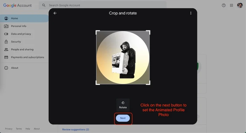 set the animated profile photo