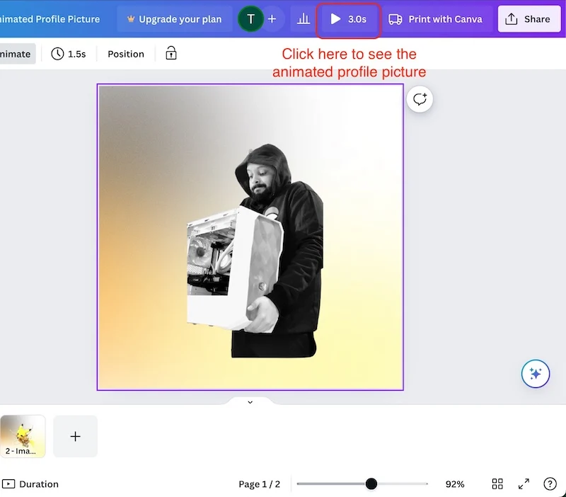 see the animated profile picture