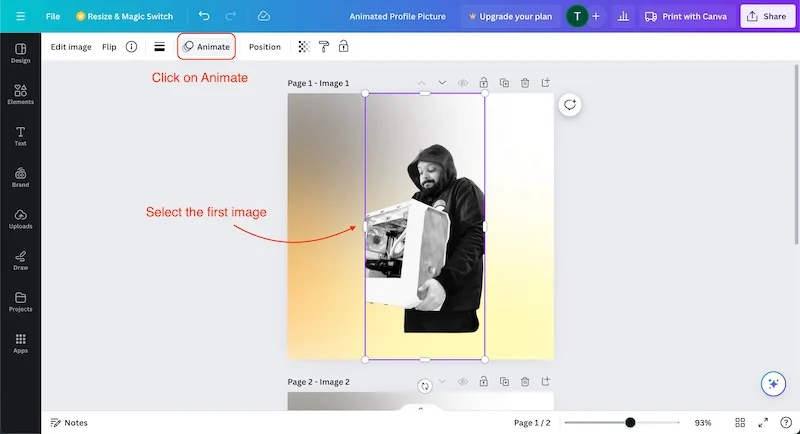 animate the first photo