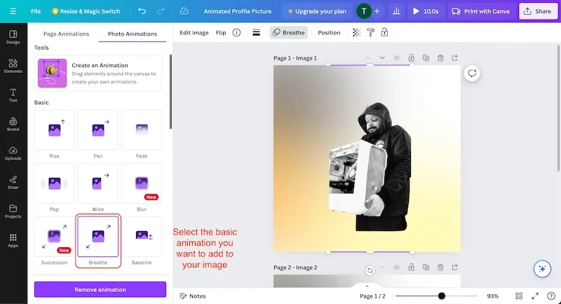 add animation to the first photo