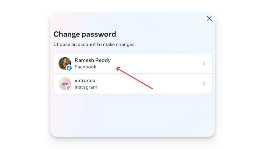 facebook desktop select account