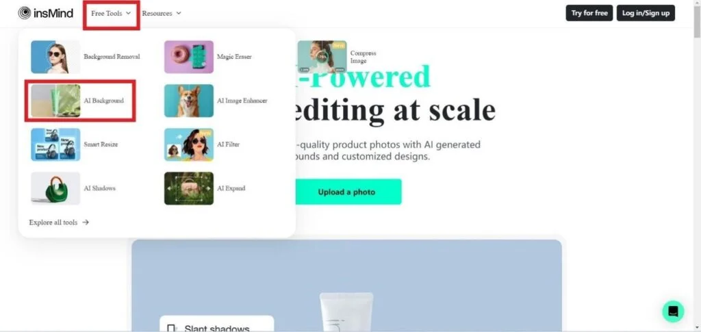 Free Tools tab