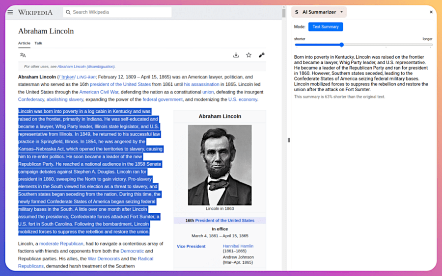 Скриншот AI Summarizer