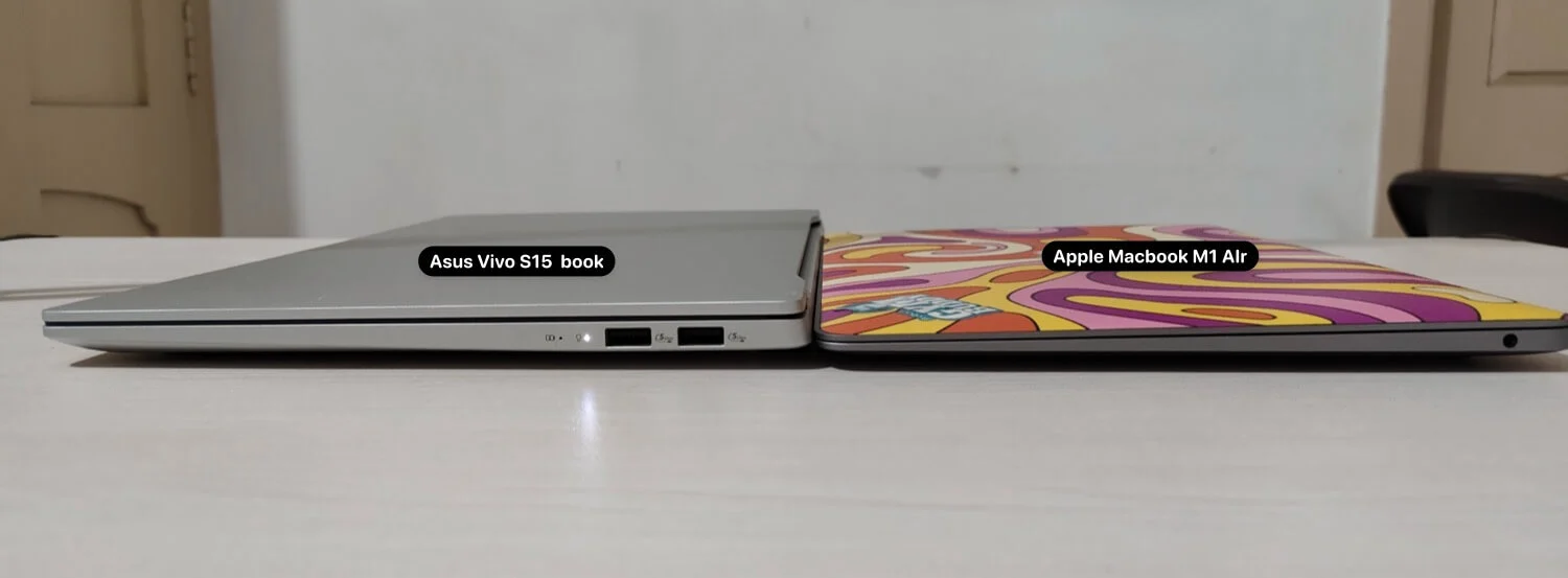 Asus Vivobook S15 vs. MacBook Air M1 Schlankheitsvergleich asus vivobook s15 vs macbook air m1 slimness comparision