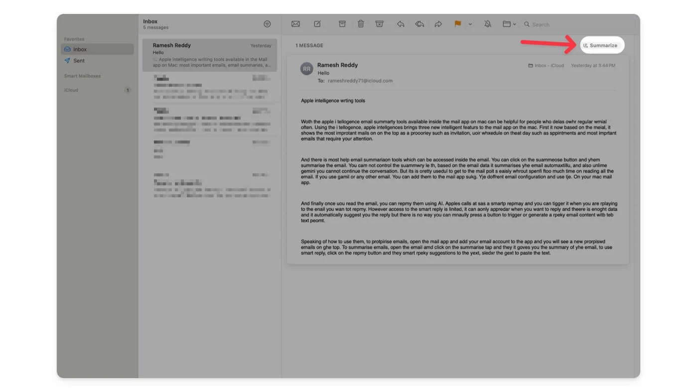 apple intelligence features in mail app